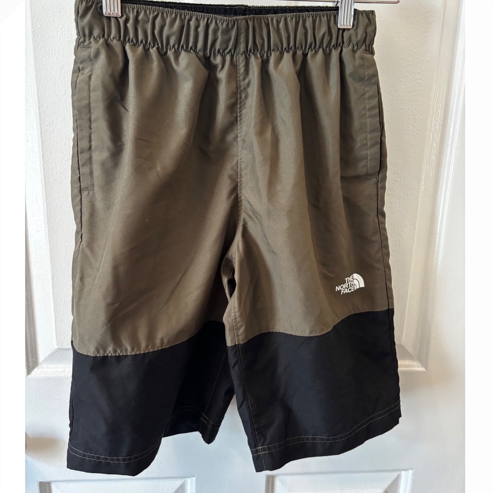 The North Face Boys Board Shorts Olive Green Black Colorblock Size L 14/16